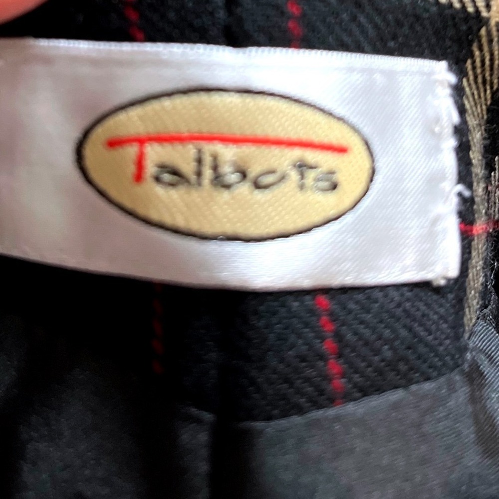 Talbots Black Plaid Straight Leg Trousers Side Zip Tartan Dress Pants Womens - Picture 4 of 6